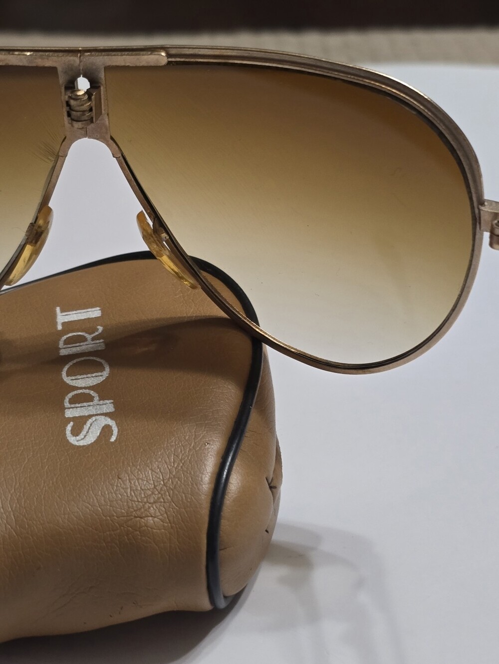 Vintage 80s Sport Brown Gradient Aviator Sunglasses - Picture 9 of 16